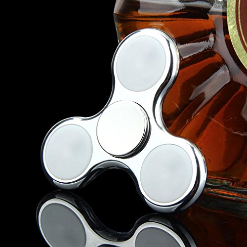 Bescita LED Licht Fidget Hand Spinner Finger Spielzeug Dekompression Spielzeug EDC Focus Gyro,Mit Schalter (Silber) - 2