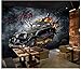Price comparison product image Apoart 3D Wallpaper 3D Three-Dimensional Retro Vintage Speed and Passion Classic Car Broken Wall Painting 350Cmx245Cm