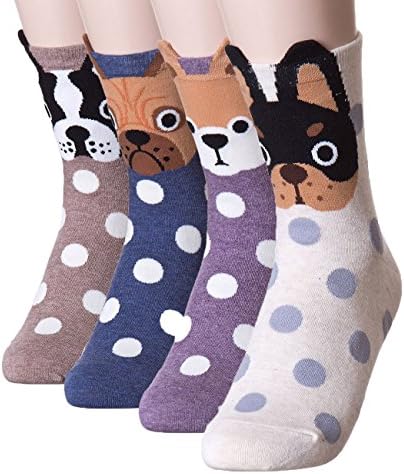 JYsense Womens Fun Design Animal Pattern Painting Crazy Casual Cotton Crew Socks| Good for Gift Idea| One Size Fits All