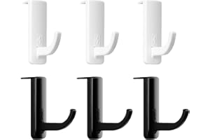 WUDQIJI Kopfhörerhalter 6 Stück, Schwarz, Weiß, ABS und 3M doppelseitig selbstklebend, Headset Halter Monitor, Ständer mit Stick-on Haken, für alle Kopfhörer, Selbstklebend