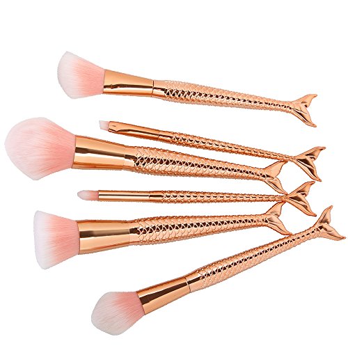 NEEDOON 6 Stück Meerjungfrau Weich Make Up Pinsel Set Foundation Bürste Synthetische Eyeliner Gesicht Powder Bürste Kit Schönheit Kosmetik Werkzeuge - 4