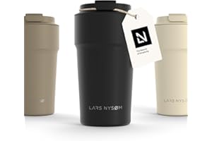 LARS NYSØM Thermo Coffee Mug-to-go 500ml | Tasse de voyage 0.5 litre avec isolation | Tasse thermique étanche en acier inoxydable pour le café et le thé (Carbon Black, 500ml)
