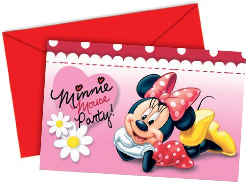 6 Einladungskarten Minnie Maus