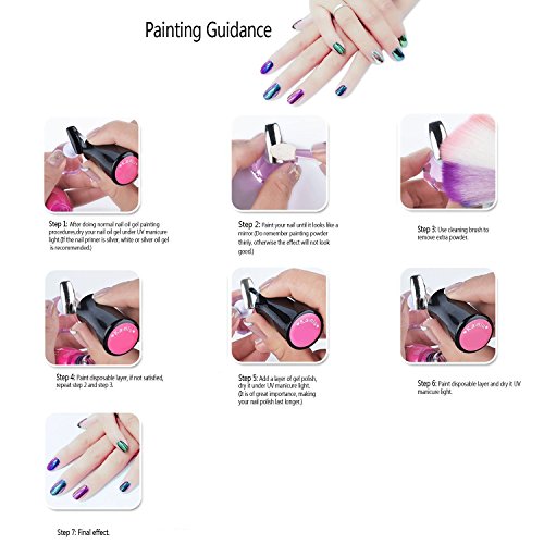 VALUE MAKERS® Pigmente/Glitzerpuder mit Chrom-Effekt für die Nägel, metallisches Finish, 3 verschiedene Farben inklusive Schwamm-Applikator, je 2g - 7