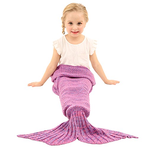 Preisvergleich Produktbild Arshiner Meerjungfrau Baby Mädchen Kinder Kostüm Wassernixe Rock Wolldecke Märchen Bekleidung Warme Kolter Sofa Bett Schlafsäcke Schwanz Pink S