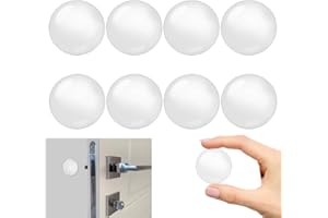 Azlanway Set di 8 fermaporta da parete, in gomma trasparente, autoadesivo, 40 mm, in silicone, per porte