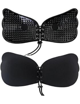 Frauen trägerlosen BH, Goodsmiley Self Adhesive Unsichtbare Backless Push Up BH Silikon Flügel BH mit Drawstring...