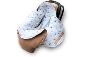JUST IN COTTON Einschlagdecke Babyschale Kinderwagen: Velours-Bambus-Decke für Autositz, Kinderwagen und Wanne. babydecke für Kinderautositz universal Winter Baby Decke für Buggy Autositz (Love in The Sky)