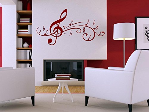 Graz Design 600027_57_070 Wandtattoo Fliegende Musik-Noten Wanddekoration fr Jugendzimmer Wand Deko Ideen (Gre=107x57cm//Farbe=Schwarz)