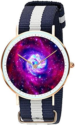 ONSPACE Unisex Women Classic Watches, Fashion Printed Designs Rose Gold Stainless Steel with Striped Nylon Strap Business Wrist Watch