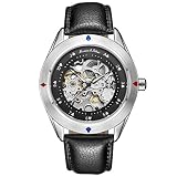 KS Automatik Uhr Herren Uhr Mechanische Uhr Herrenuhr Edelstahl Armbanduhr Leder Band KS382