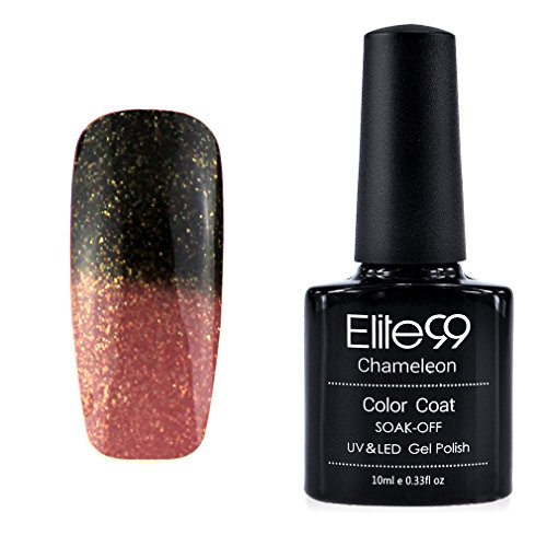 Elite99 Temperature Change Color Soak Off UV LED Gel Nail Polish 10mlGlitter Sienna, Glitter Sugar Coral (9048)