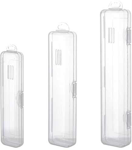 3 Boîtes à Couverts Transparentes De Voyage - 27x5.5x3 Cm - Plastique PP Sans BPA, Rangement Pratique Pour Pique-nique Et Bureau