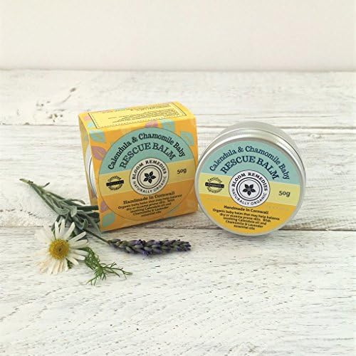 Calendula &amp; Chamomile Organic Baby Rescue Balm - Made in Cornwall - 50ml - Our award winning organic Chamomile &amp; Calendula Rescue baby balm is the first Bloom Balm in our range to have won 3 awards! It's the perfect product to soothe sensitive skin, dry skin, eczema, dermatitis, and psoriasis.