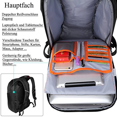 Anti Diebstahl Laptop Rucksack 17 3 Zoll  DTBG wasserdicht ger  umig leicht Business Computer Rucks  ke Reiserucksack Daypack Schultasche College Stud