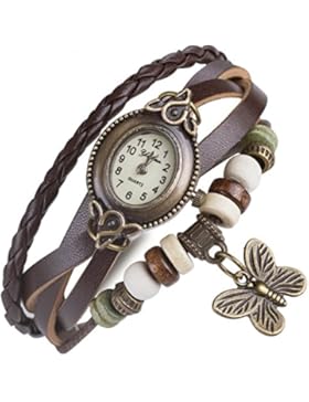 FLORAY Damen oder Herren Leder Armbanduhren, Mode Armband mit Schmetterling, Einfachen Stil-Zifferblatt.