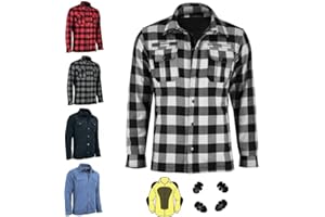 TSM-MOTO Camisa de moto para hombre fabricada con forro de fibra de aramida y protecciones blindadas extraíbles con certificación CE (EN 17092-3:2020)