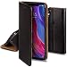 Produktbild Moozy Lederhülle für Xiaomi Mi 8, Schwarz - Ledertasche, Echt Leder Case mit Kartensteckplätze/Kartenfach und Standfunktion