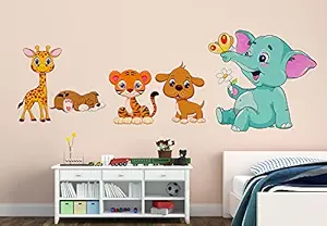 Orange and Orchid Vinyl Polyvinyl chloride Cartoons Animals Wall Sticker, 10 x 1 x 12 Inches