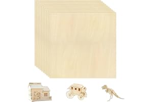 Aoyswuz 10 Piezas Tablero Madera Contrachapada 200 * 200 * 1.5 mm Hojas de Madera de Balsa, Tilo Tablero para Manualidades Láser, Pintura, Grabado
