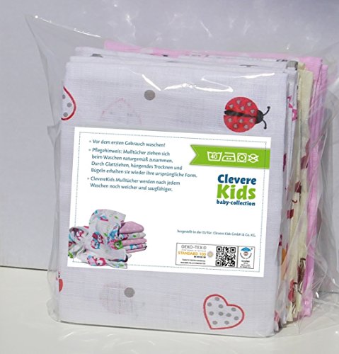 Clevere Kids Mulltücher Elefanten 6 Stück Spucktücher Mullwindeln - 4