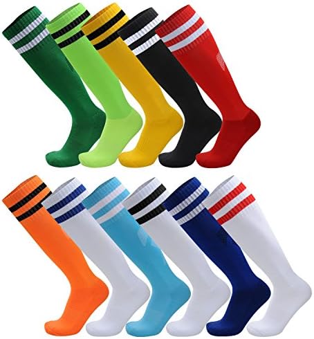 AD Taylor Unisex Knee High Stripe Football Sports football Socks (2 Pack) for Men, Women, Boys and Girls (Green, Big Kid/UK 2.5-6(EUR35-39))