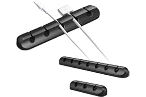 WUFANC Uchwyt Na Kabel, Klipsy Kablowe, 3 Sztuki Uchwytów Na Kable, 15-Kanałowy Organizer Kabli, Zarządzanie Kablami Zasilającymi, Kablami Do ładowania Usb, Kablami Do ładowania (Czarny)