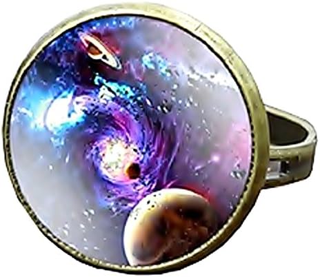 ♚ Galaxy Cabochon Rings - Resizable (M16)