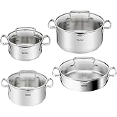 Tefal Duetto İnd&uuml;ksiyon Tabanlı 8 Par&ccedil;a &Ccedil;elik Tencere Seti - 2100139450