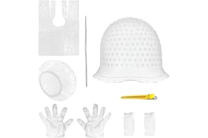 HAMKU Set Cuffia Meches Silicone Preforata con Guanti Pettine Gancio Tinta Fai Da Te Capelli Donna Uomo Strisce Evidenziate Decolorazione Parrucchiere Salone Casa Accessori