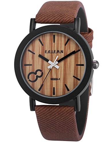 AMPM24 Herren Armbanduhr Analog Holzmaserung Ziffernblatt Braun Leder Band Quarzuhr WAA775 AMPM24 Herren Armbanduhr Analog Holzmaserung Ziffernblatt Braun Leder Band Quarzuhr WAA775