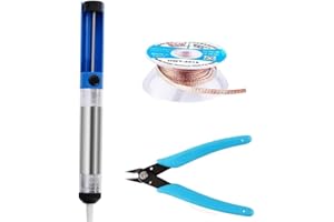 MAKERFIRE Pompe à dessouder, mèche à dessouder, pince coupante micro-cisaillement - lot de 3 outils de soudure, kit de bricolage avec accessoires de soudure
