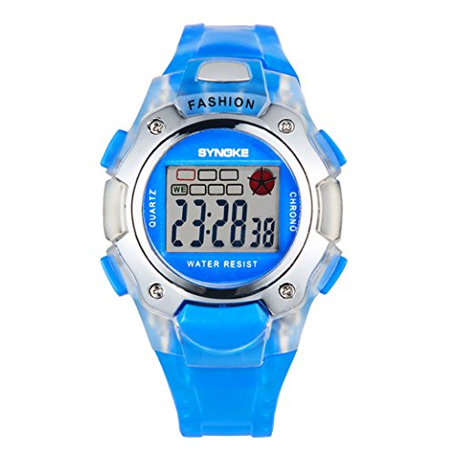 Tangda Kinder Armbanduhr Mädchen Jungen Armband Uhr Digital Crystal Elektronische Sport Uhren Alltagsleben wasserdichte Schule Uhr Alarm Watch – Rosa/Blau