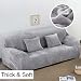 Produktbild Dicke Sofaüberzüge, 1/2/3/4-Sitz-Überwurf, Sofa Schutzüberzug aus Samt. einfache Passform, Stretch-Material, Couch-/Bettüberwurf, hellgrau, 3 Seater:195-230cm