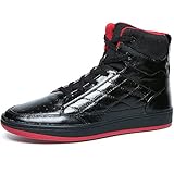 Soulsfeng Men Women High Top Skateboarding Shoes Flat Lace Up Top Layer Leather 