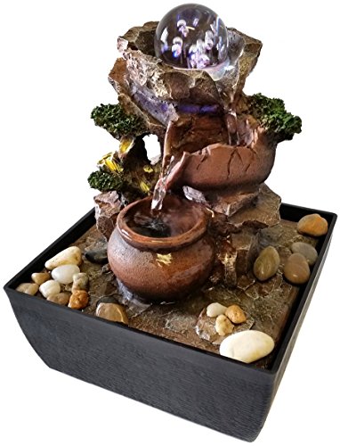 Zimmerbrunnen Feng Shui in Polyresin mit LEDs Jarras/Glaskugel - 3