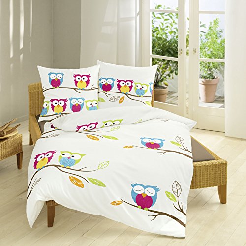 Bierbaum Kinder Bettwäsche Eule Owl Renforce Reißverschluss 6638 80 x 80 135 x 200 cm