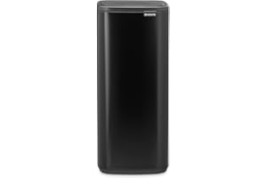 Brabantia Bo Touch Bin 30L (Matt Black), Space-Efficient and Rectangular Waste Bin with Soft-Touch Opening System, Easy to Clean Plastic Inner Bucket with Free PerfectFit Rubbish Bags Included
