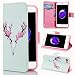 Produktbild SMART LEGEND iPhone 7 Lederhülle Ledertasche Brieftasche Hülle Klapphülle Schutzhülle Gemalt Muster Premium Neu Flip Leder Schale Wallet Case Folio Tasche Inner Weiche Silikon Etui Ledercase Handytasche mit Standfunktion Kreditkarte ID Slots und Magnetverschluss Cover - Pflaume Hirsch