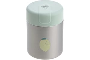 LÄSSIG Baby Kinder Thermo Warmhaltebox Brei Snacks auslaufsicher Edelstahl 315 ml/Food Jar Happy Fruits Lemon