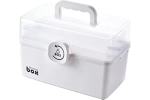 BAONUO Medizinbox, Medikamenten aufbewahrung, Medikamentenbox, Medikamentenbox aufbewahrung 3 Ebene, Multifunktionaler medizinbox in Kunststoff für zu Hause, im Freien (Weiß)