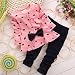Clode® Newborn Baby Clothing Sets Long-Sleeved Heart-shaped Print Bow Cute 2PCS Kids Set T shirt + Pants For 0-6 , 6-12 & 12-24 months (90, Pink)