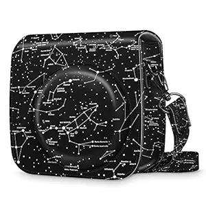 Fintie Protective Case Compatible with Fujifilm Instax Mini 8 Mini 8+ Mini 9 Instant Camera - Premium Vegan Leather Bag Cover with Removable Strap, Constellation