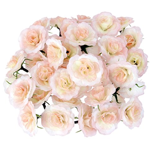 50pcs Kunstseide Kunstblumen Rose bluete koepfe Hochzeit Parteidekor Rosa Bulk - 5