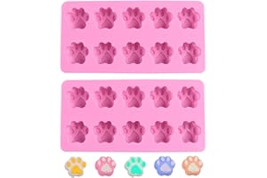 Aabellay 2 Stück Katze Pfote Harz Casting Formen Gussformen Kerze Nette Haustierpfote Silikonharzform Tierform Epoxidharz Tiere für Schokolade Backen Polymer Clay Seife Cupcake – 10 Gitter