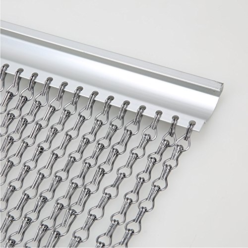 Voilamart Grau Aluminium Metal Türvorhang Kettenvorhang Fadenvorhang Raumteiler 90×214.5cm - 3