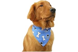 Generic Paw n Bone Pattern Adjustable Bandanas Boy and Girl Dog Scarf for Dogsa and Cats Puppies Pets_Blue
