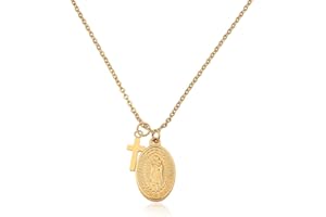 GD GOOD.designs Collana Maria in oro - argento - oro rosa da donna - Impermeabile - Collana Madonna con ciondolo a forma di croce in acciaio inox I Misura regolabile 42+5cm