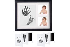 Aqsacokiya Kit Empreinte Bébé, Cadre Empreintes Bébé garçon avec tampon d'encre Clean-Touch, Cadre Déco Cadeau Original Naissance, Liste de Naissance Bébe, Cadre Photo Empreinte Bébé Pour Nouveau-né