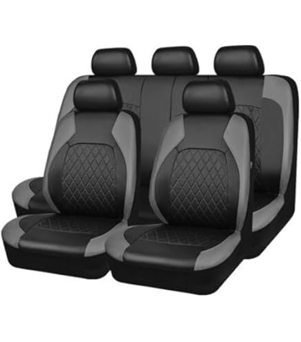 OEXRIGRU Universal Autositzbezüge 5-Sitzer Set - Airbag-kompatibel Aus Polyester - Roter Zierstich